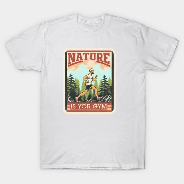 Nature is Your Gym: Inspiring Fitness in Vintage style graphic T-Shirt by ATTO'S GALLERY